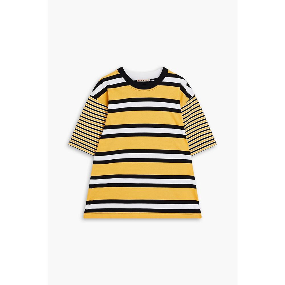 Marni Striped Yellow Cotton-Jersey Short Sleeve T-Shirt Size S